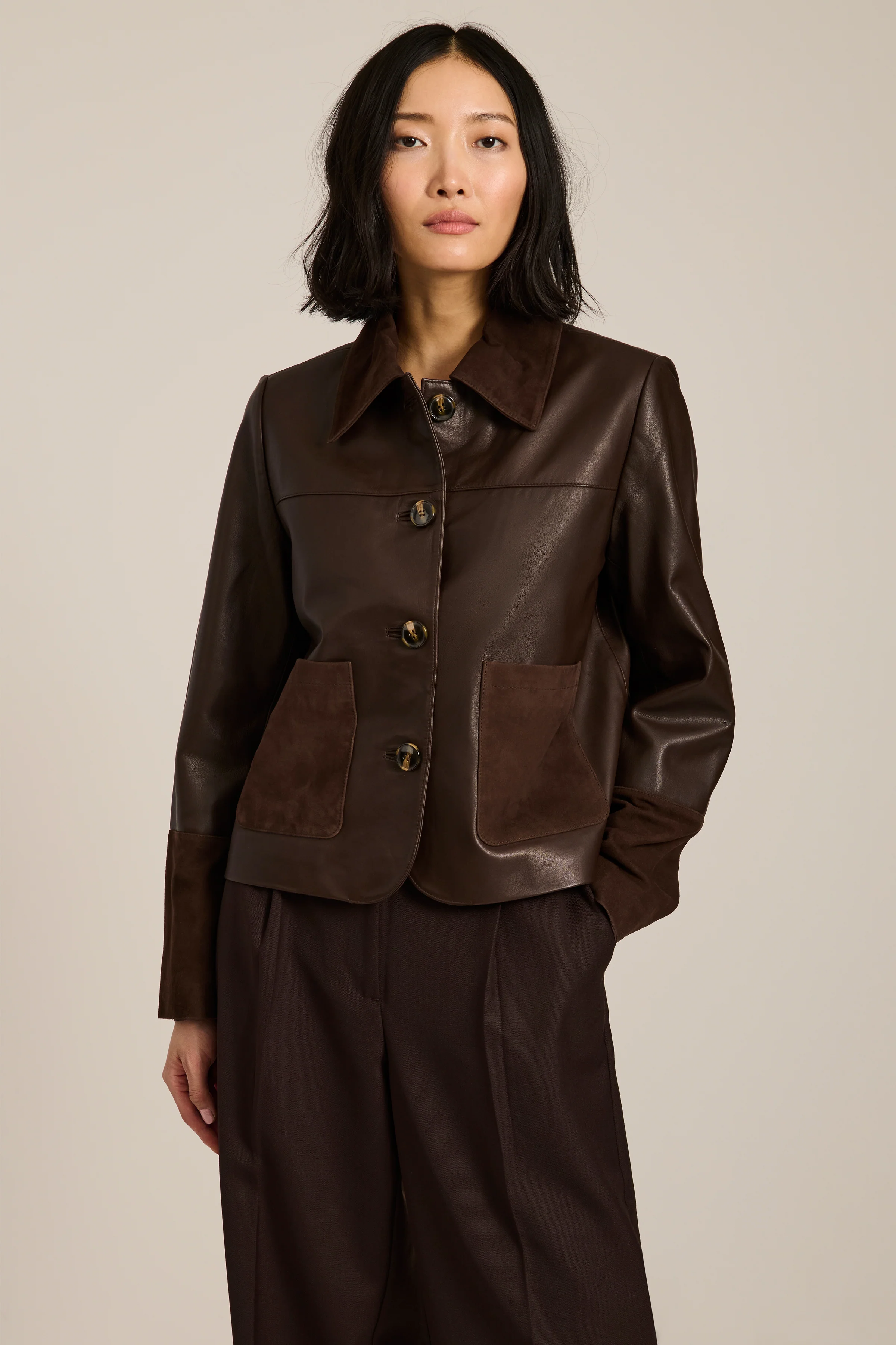 Artisan Suede and Leather Barn Jacket - Image 4