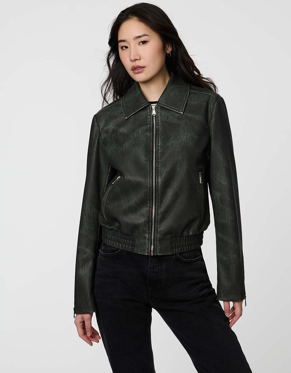 Archer Faux Leather Bomber - Image 2