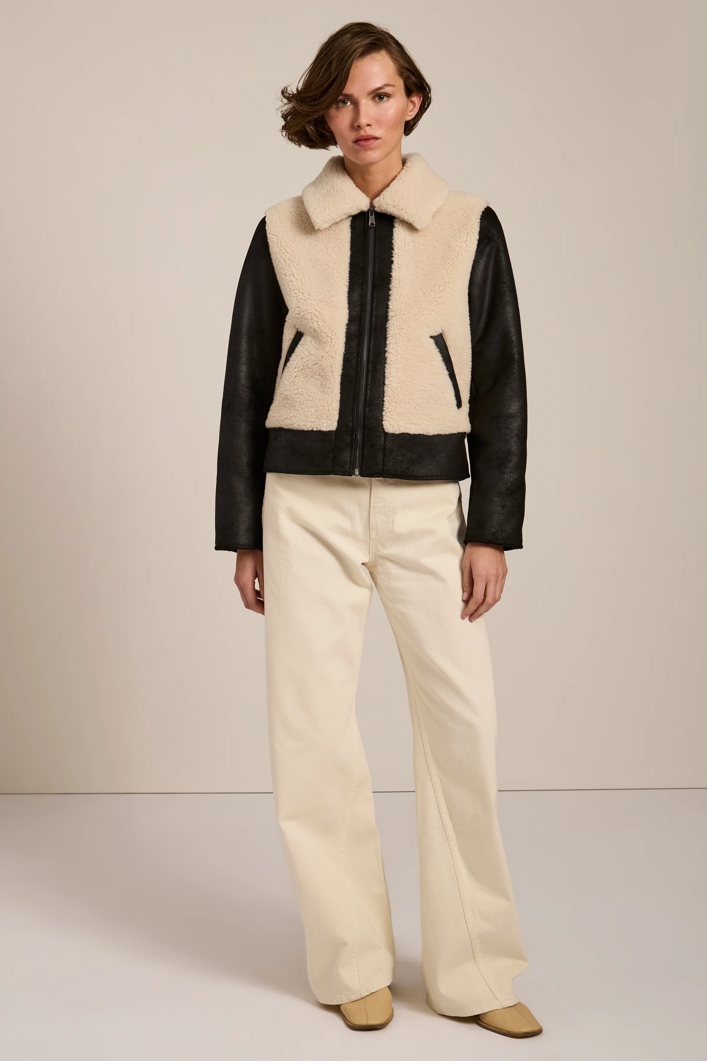 Astor Faux Shearling and Leather Jacket - Image 4