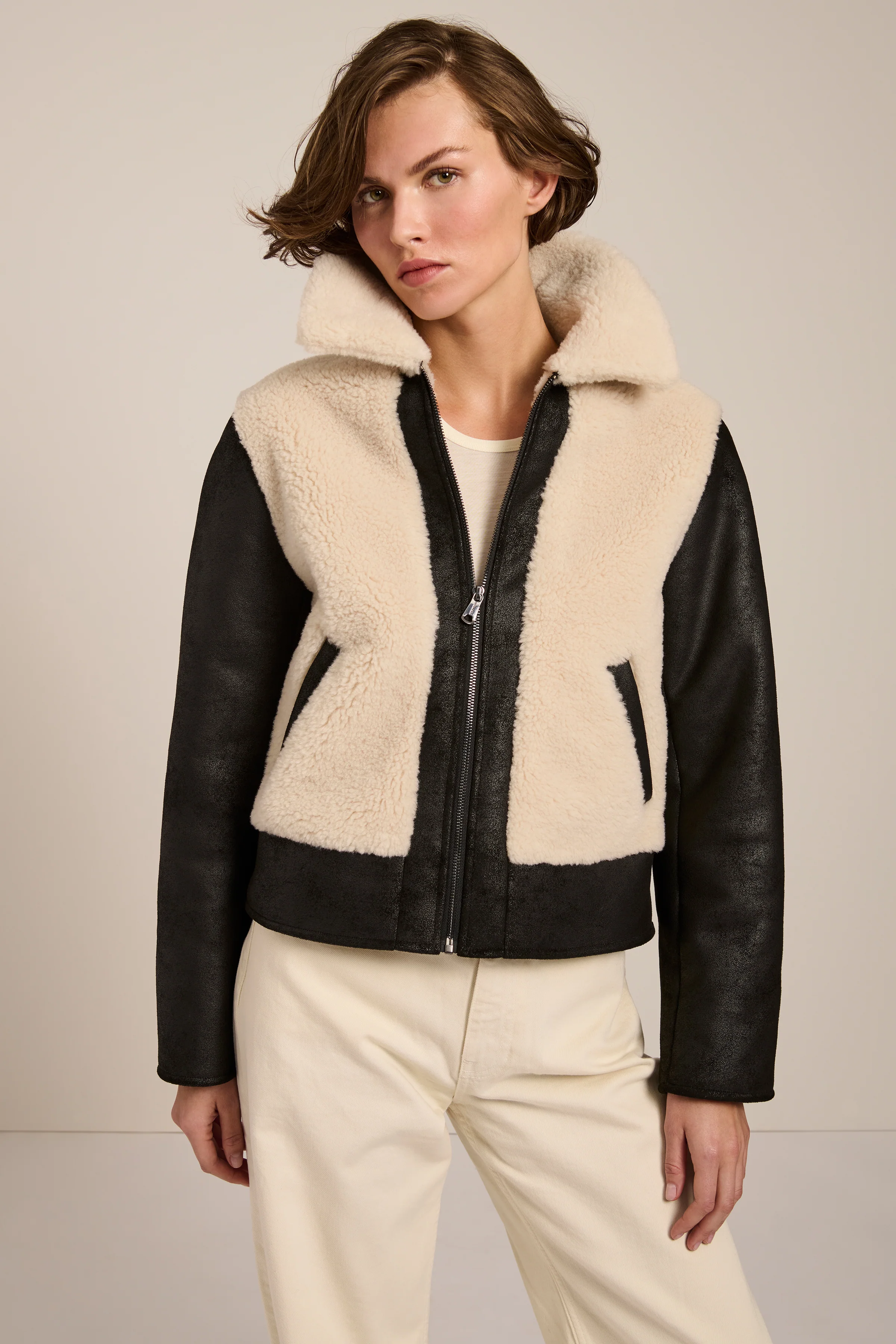 Astor Faux Shearling and Leather Jacket - Image 6