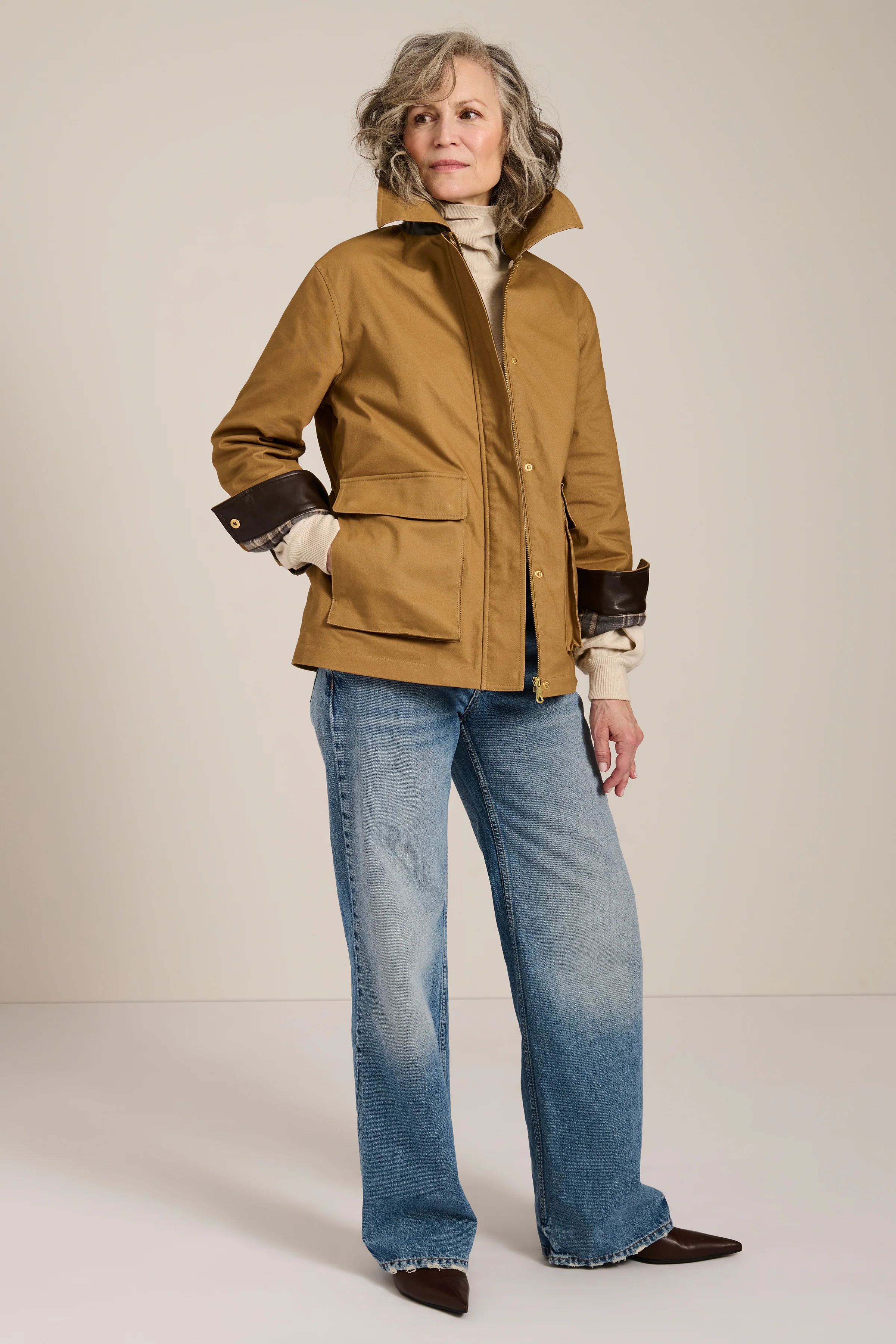 Audrey Faux Fur Collar Utility Jacket - Image 3