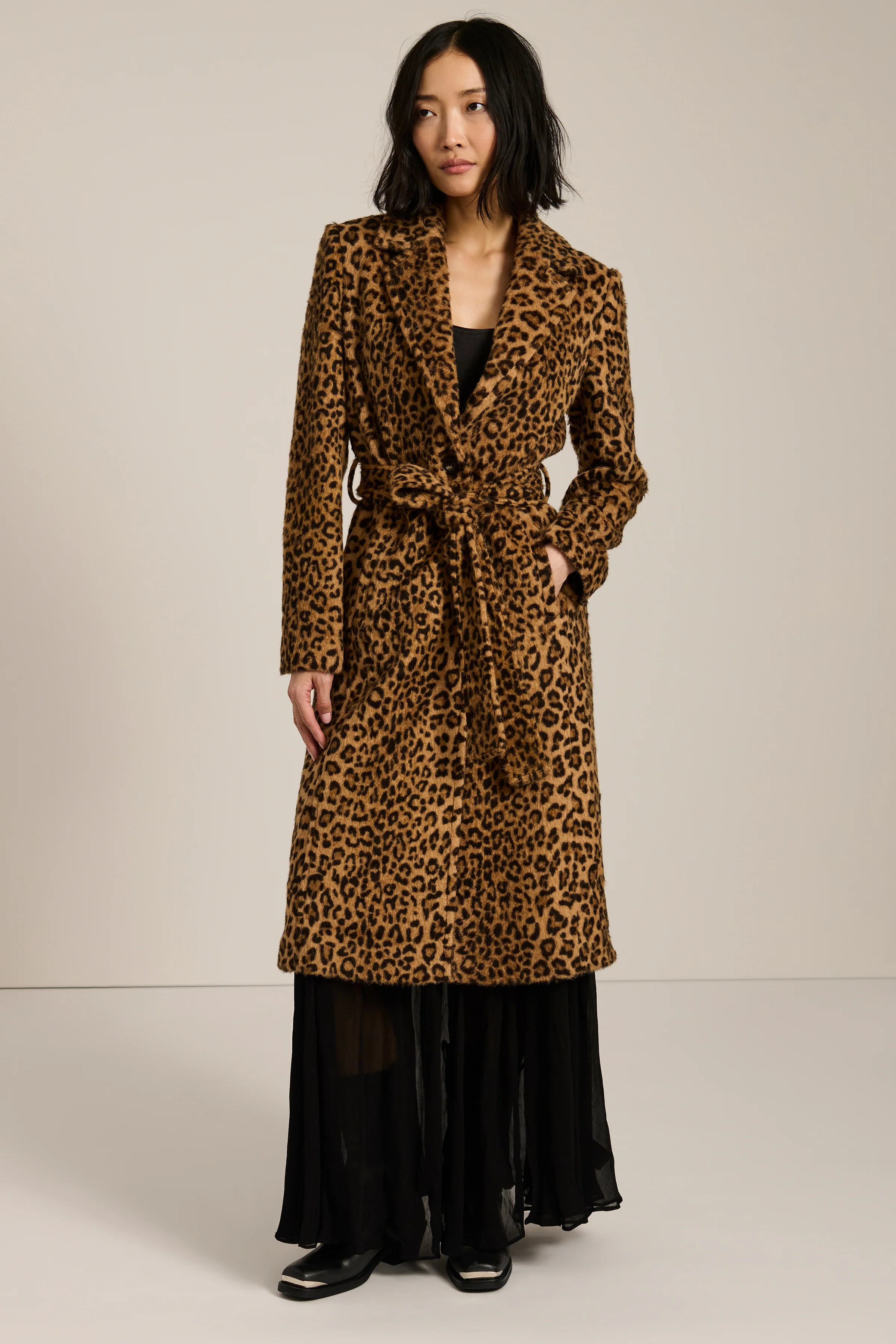 Bianca Leopard Belted Faux Fur Coat - Image 3