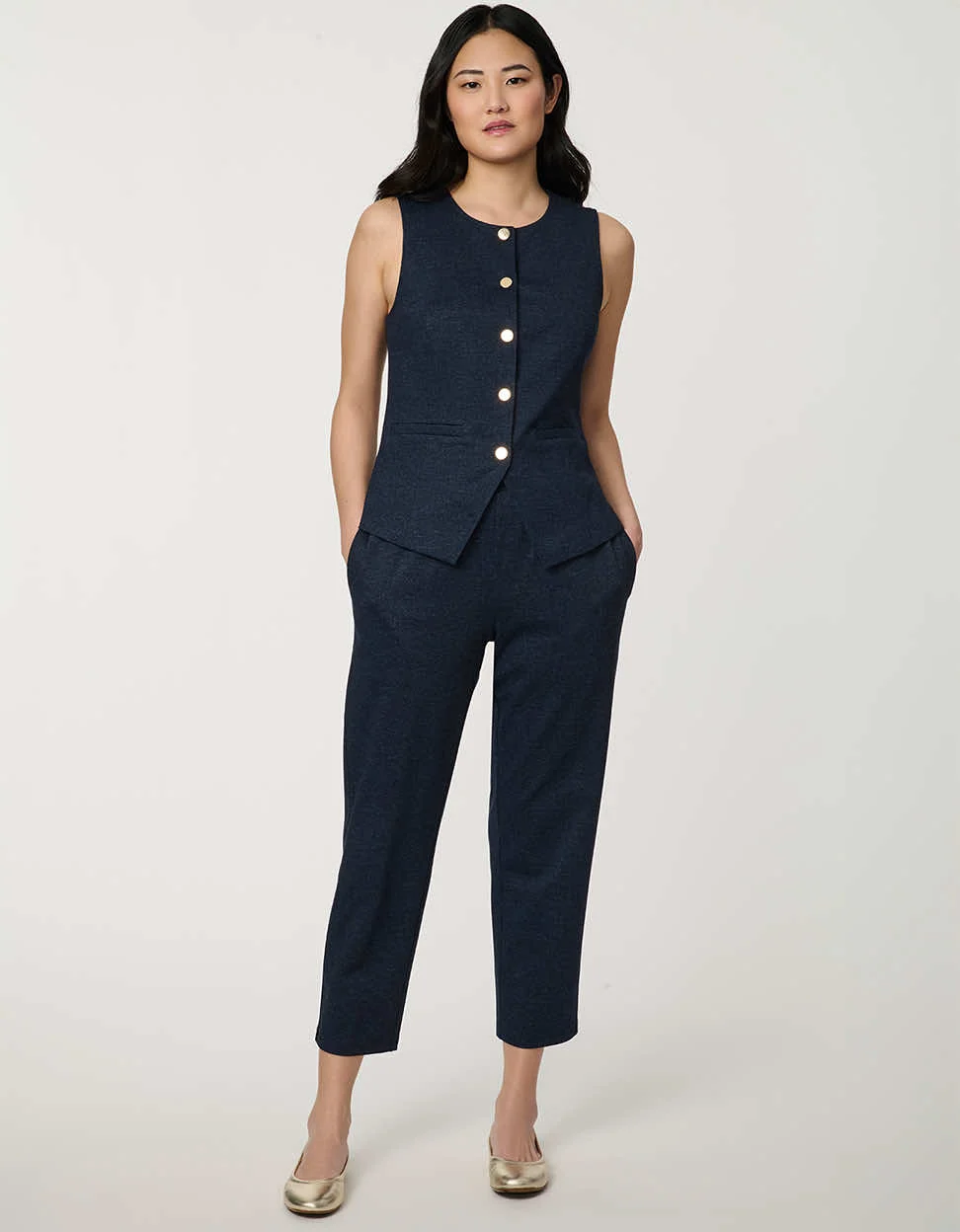Button Down Crew Neck Vest - Image 3