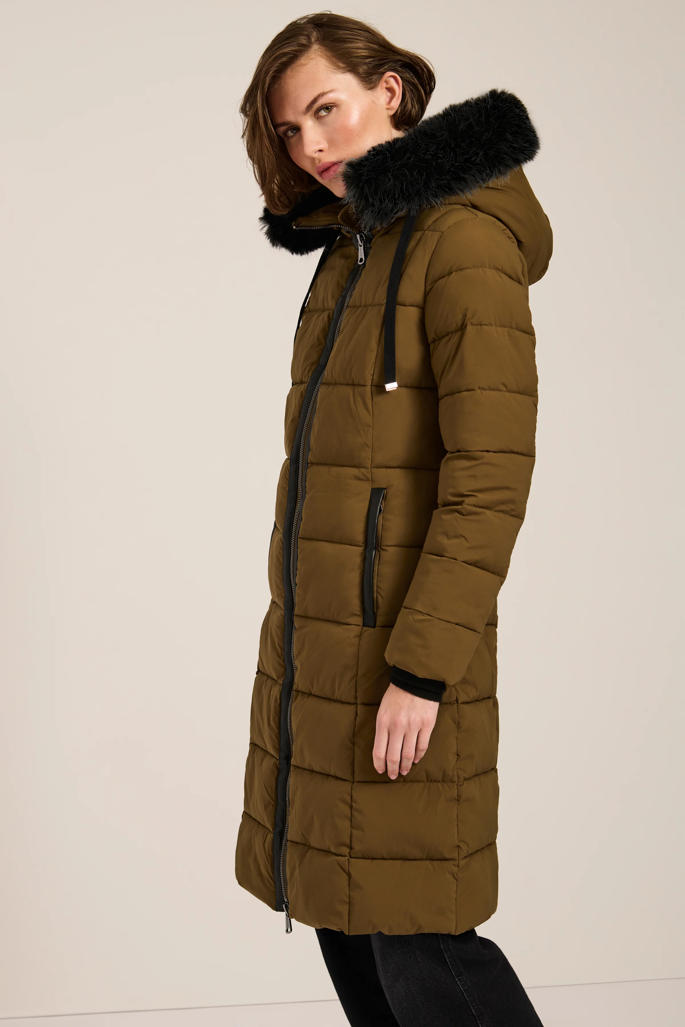 Celia Faux Fur Hooded Puffer Coat - Image 3