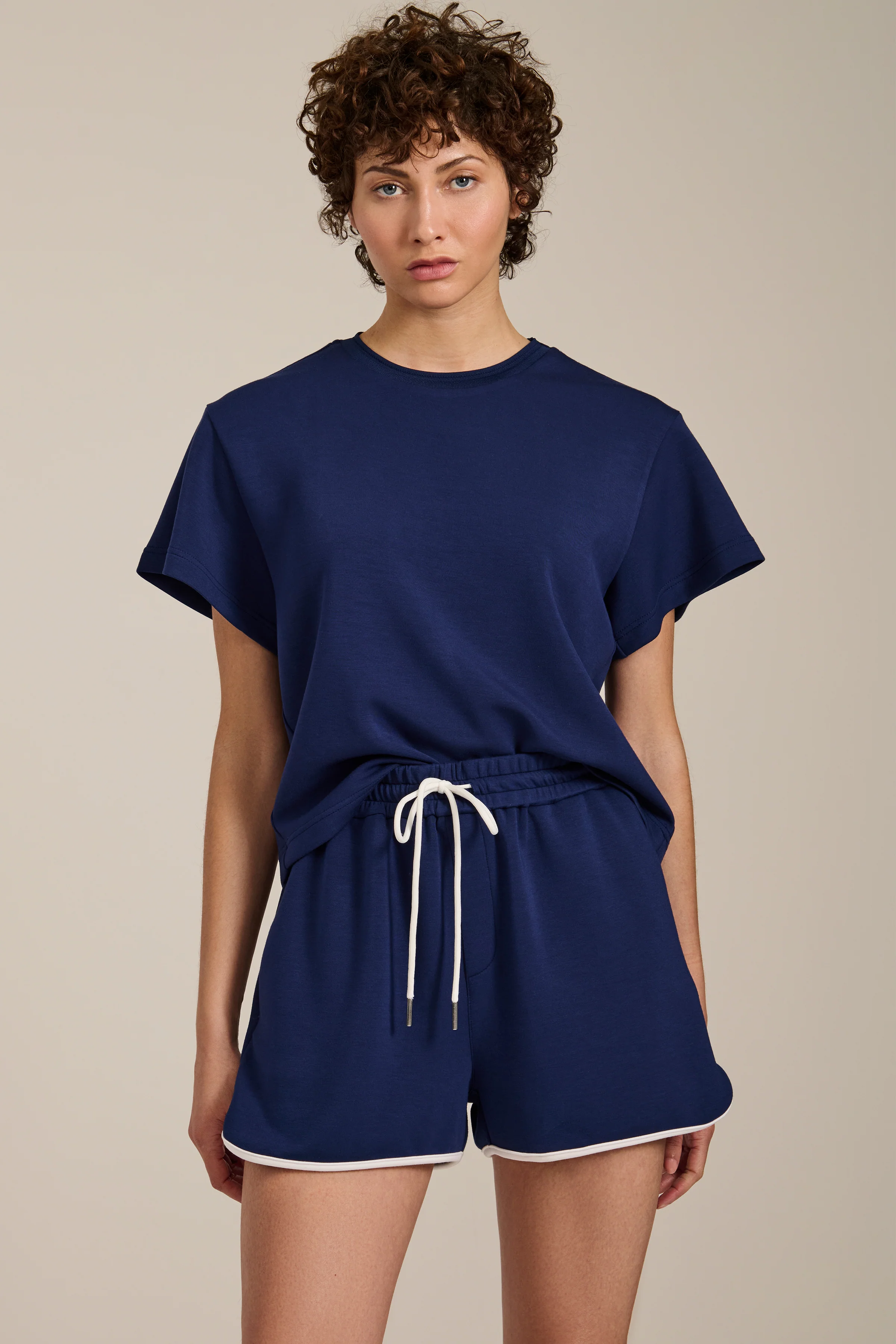 Cropped Tee with Trim Detail