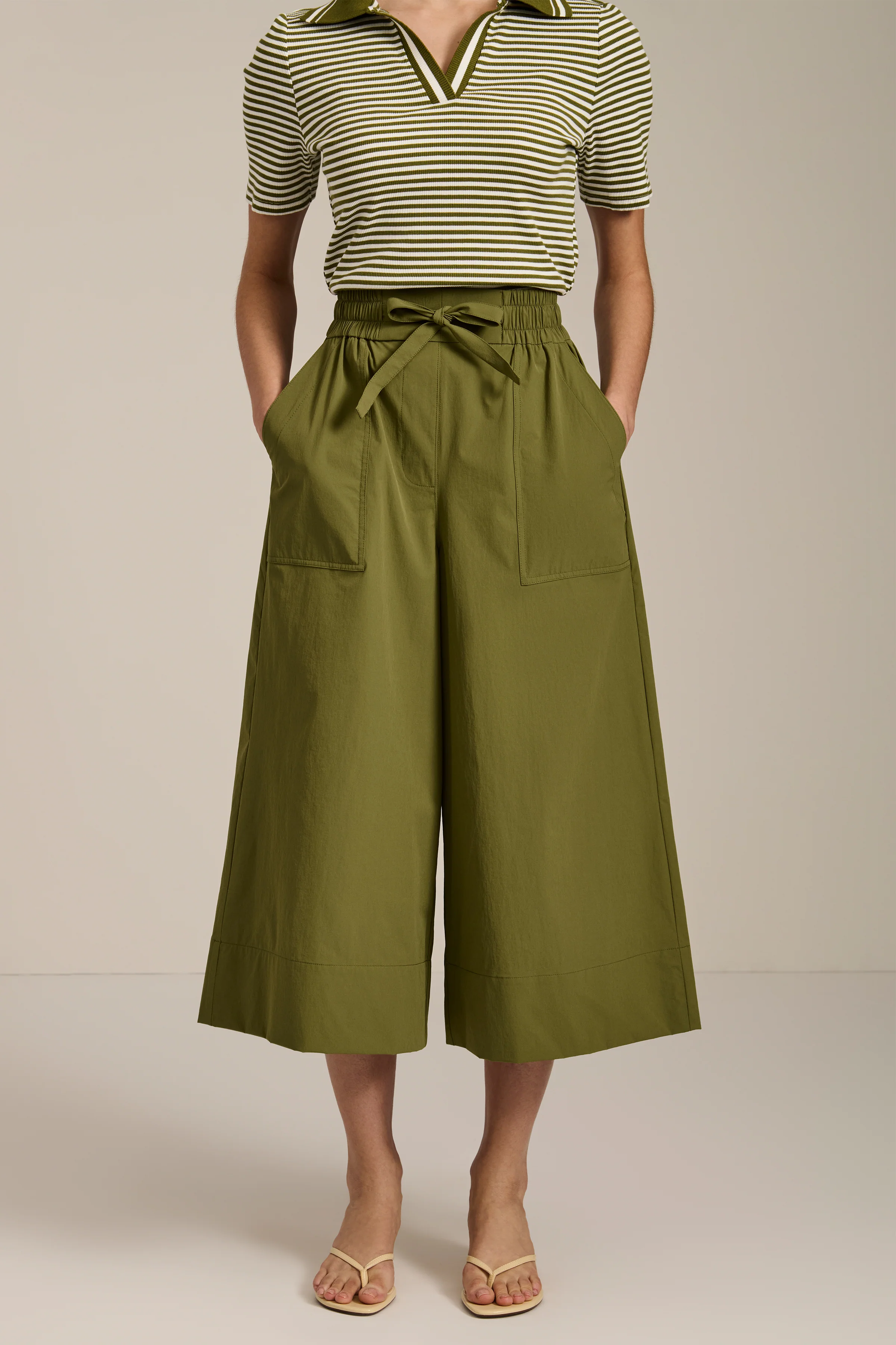 Elastic Waist Wide Leg Culotte