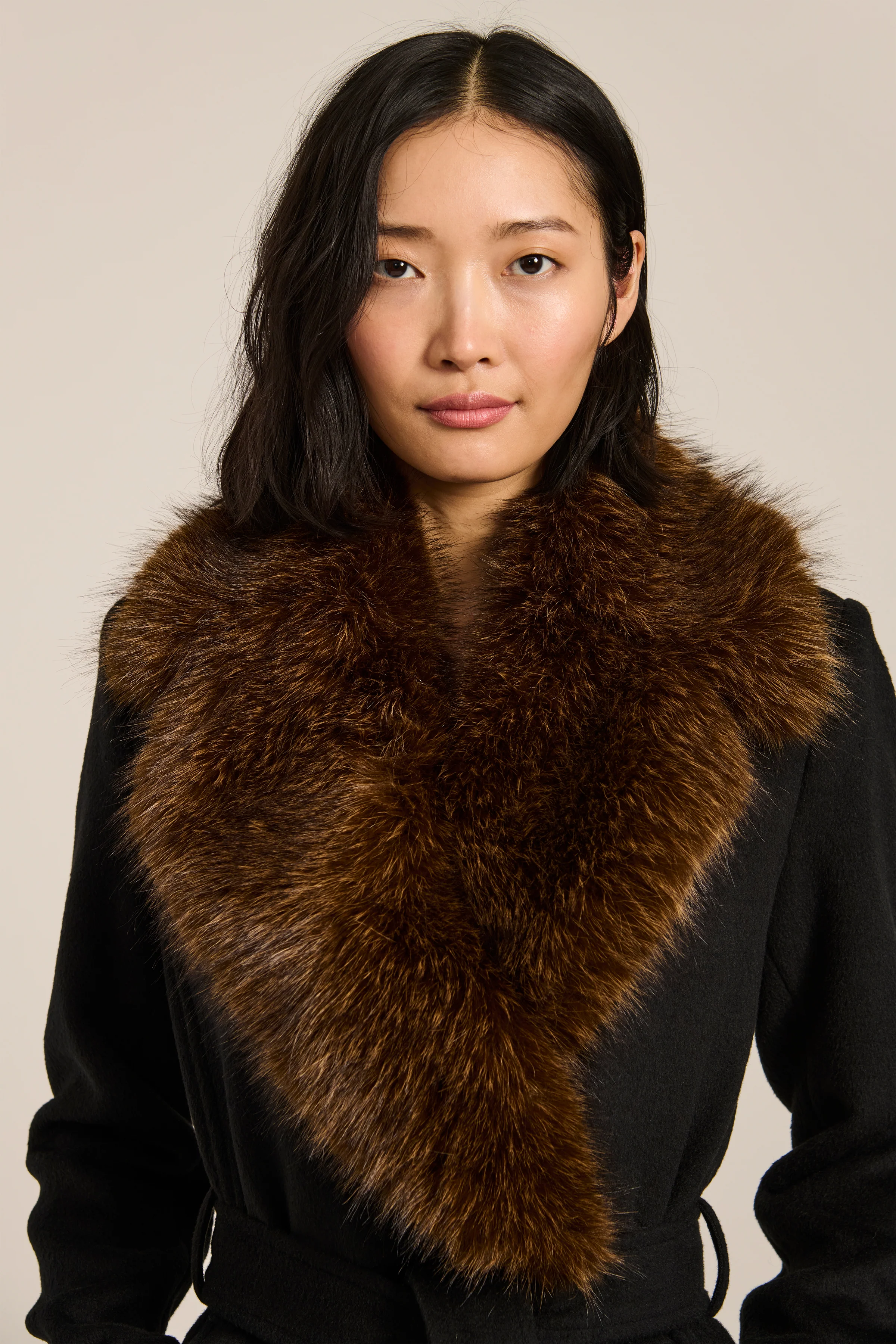 Genevieve Faux Fur Collar Belted Coat - Image 3