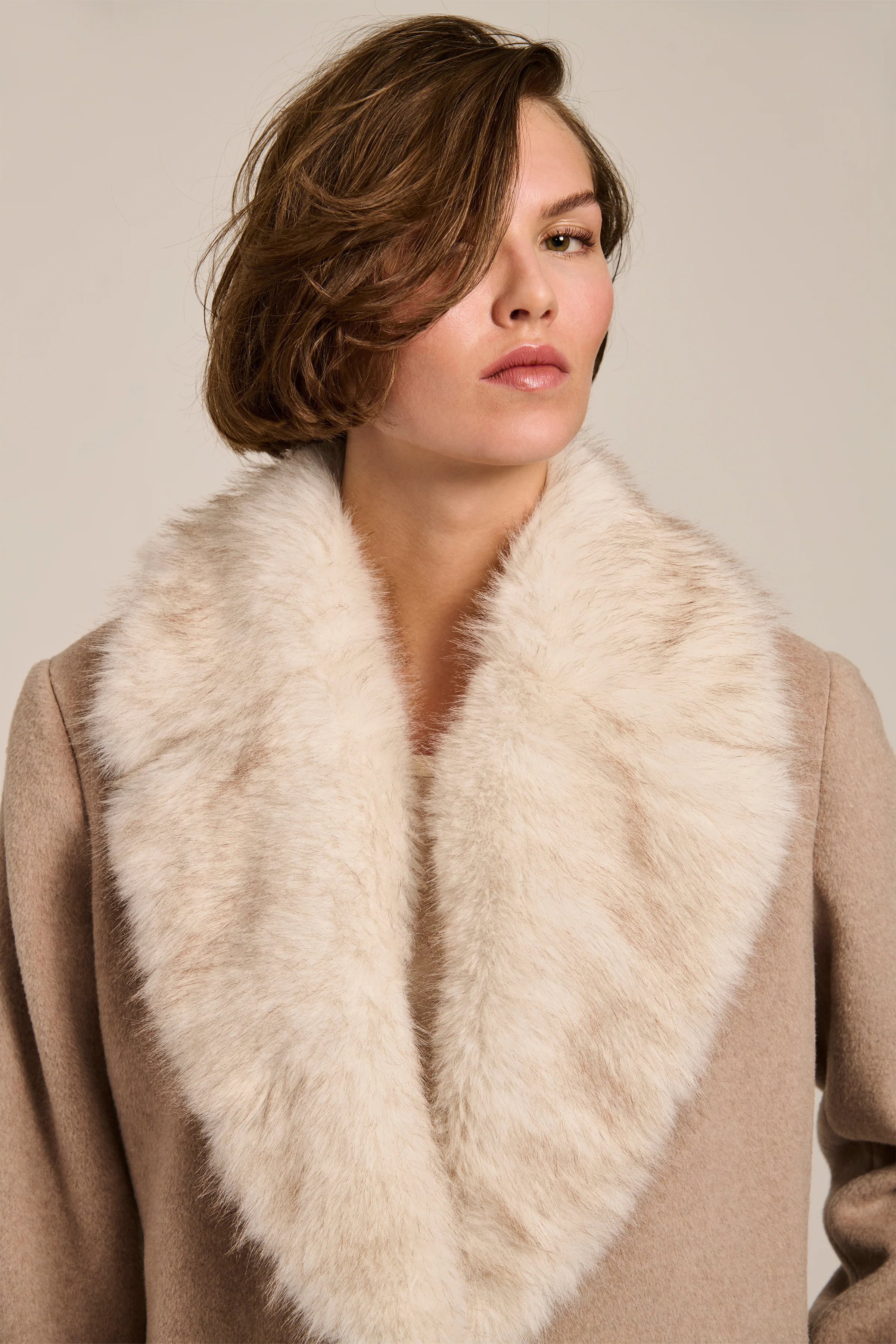 Genevieve Faux Fur Collar Belted Coat - Image 4