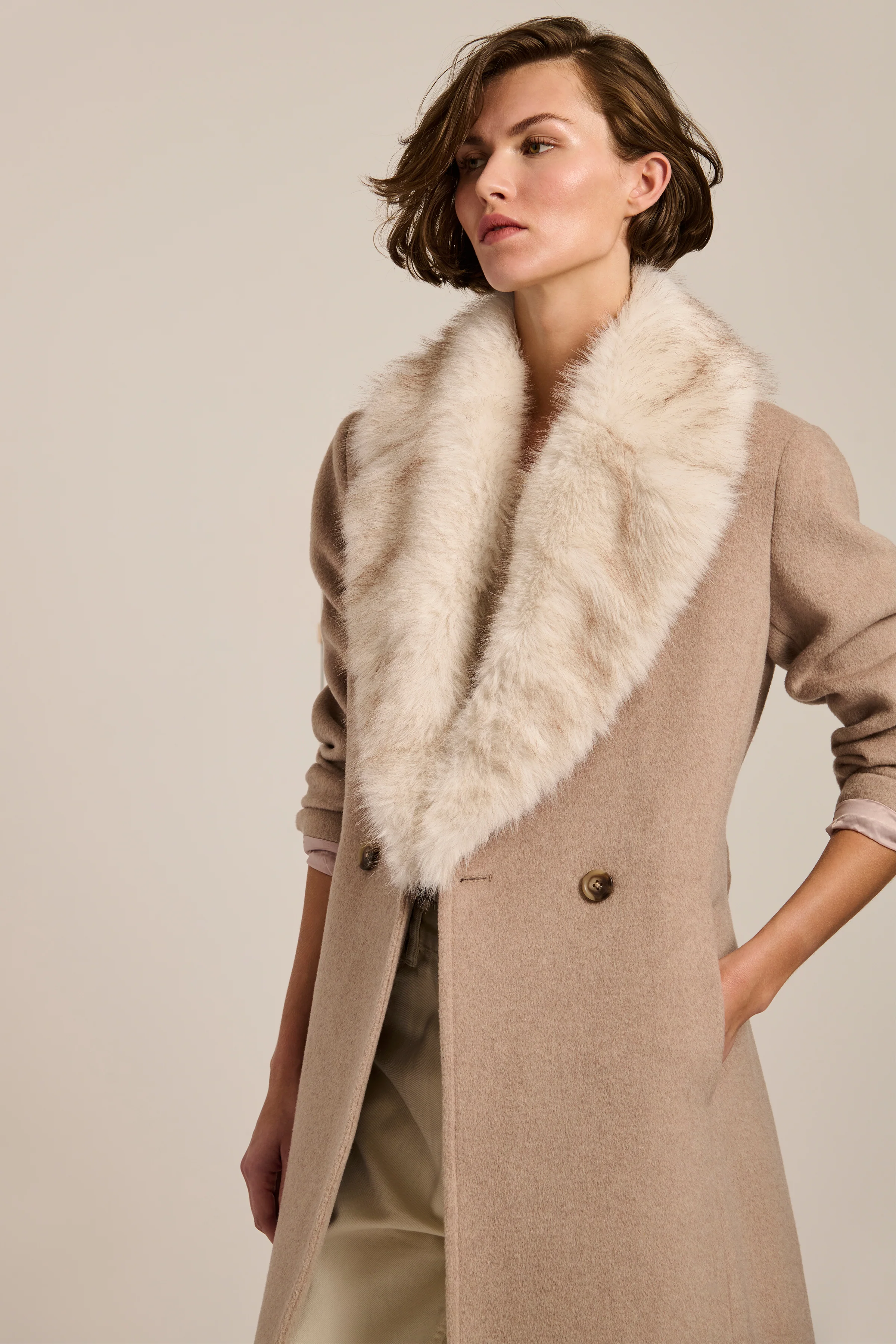 Genevieve Faux Fur Collar Belted Coat - Image 5