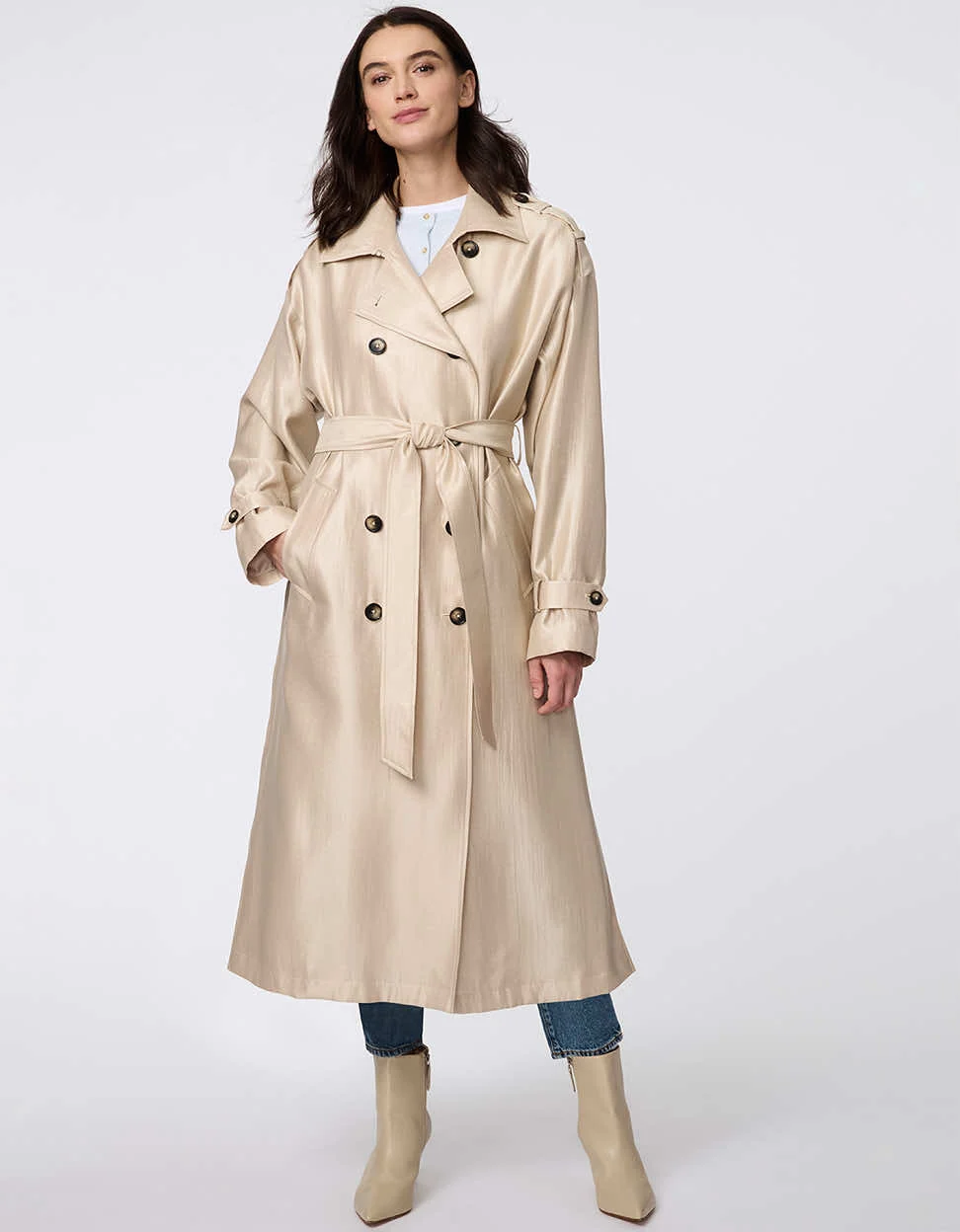 Golden Luster Double Breasted Trench