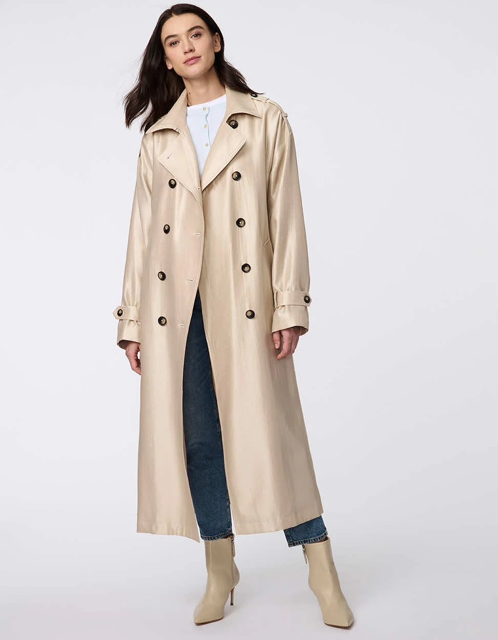 Golden Luster Double Breasted Trench - Image 2
