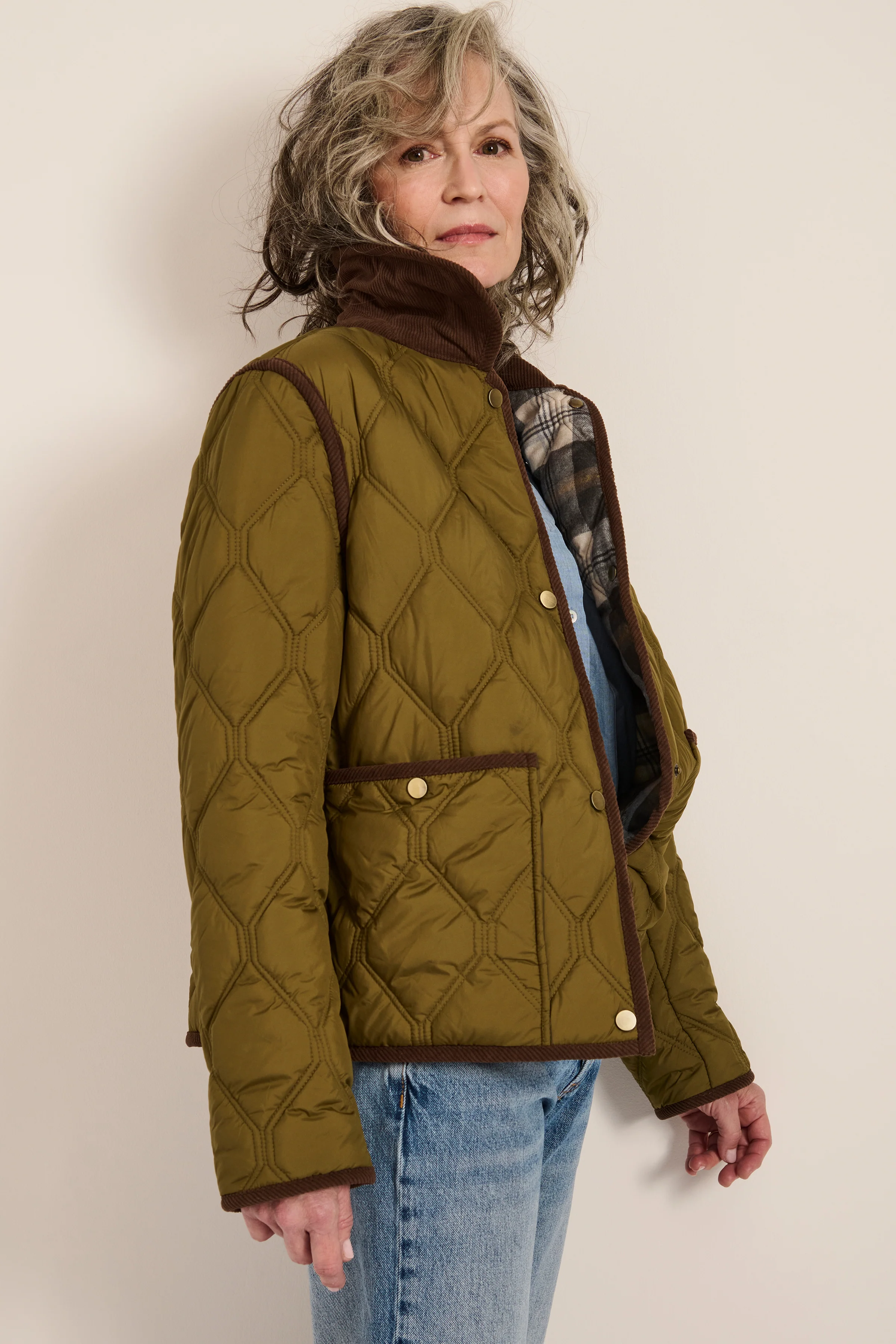 Hudson Corduroy Collar Quilted Jacket - Image 3