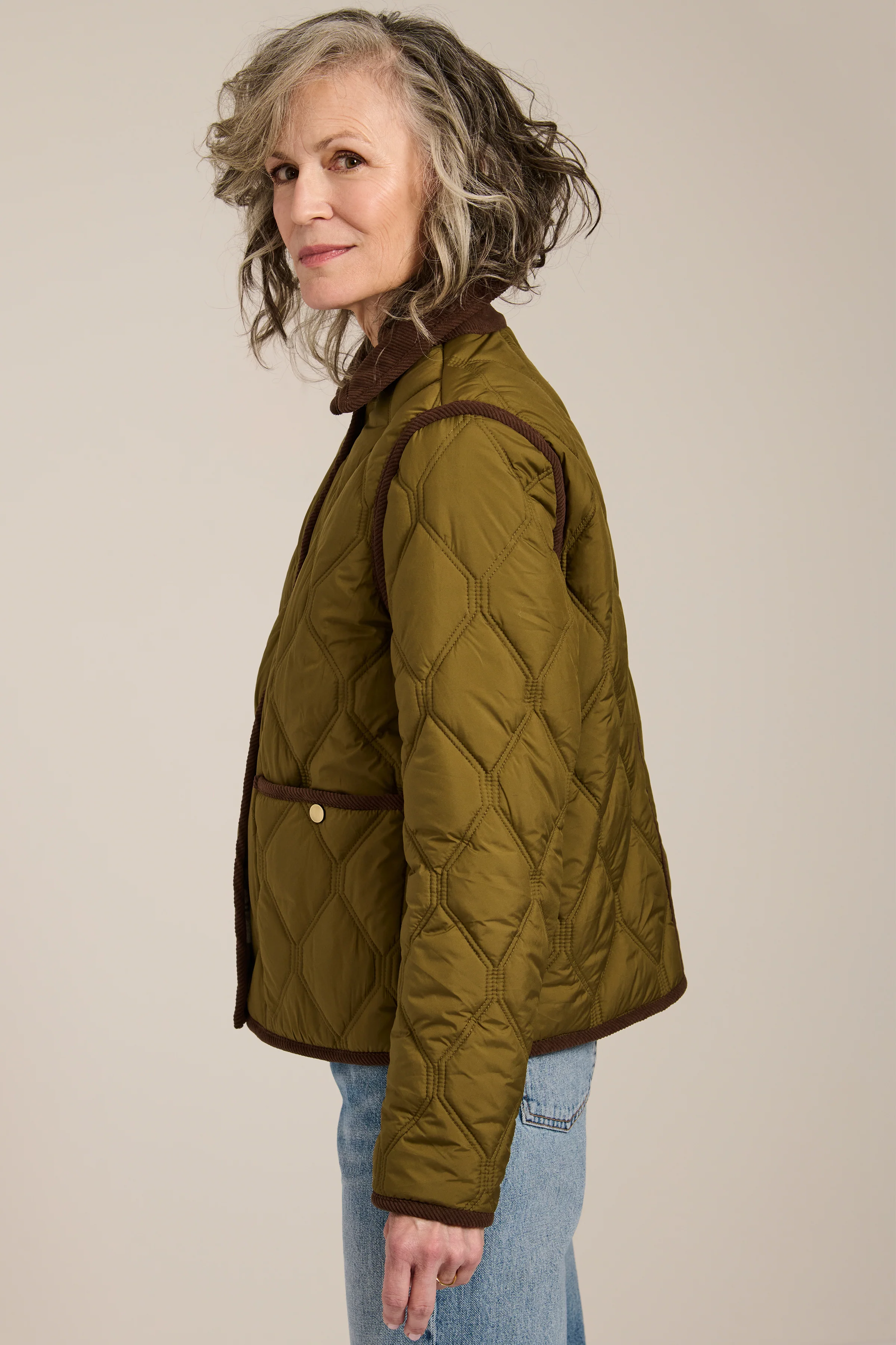 Hudson Corduroy Collar Quilted Jacket - Image 5