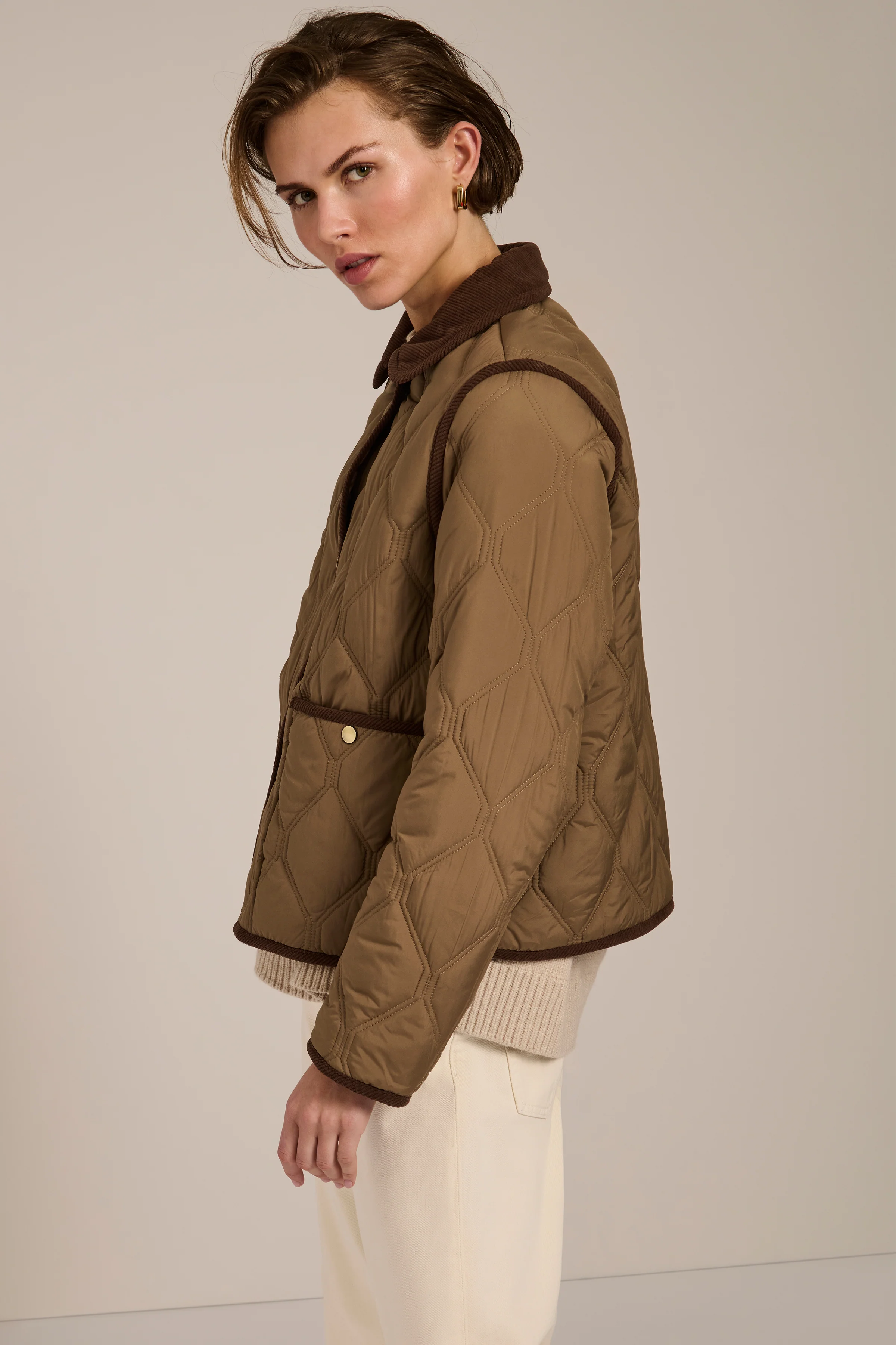 Hudson Corduroy Collar Quilted Jacket - Image 4