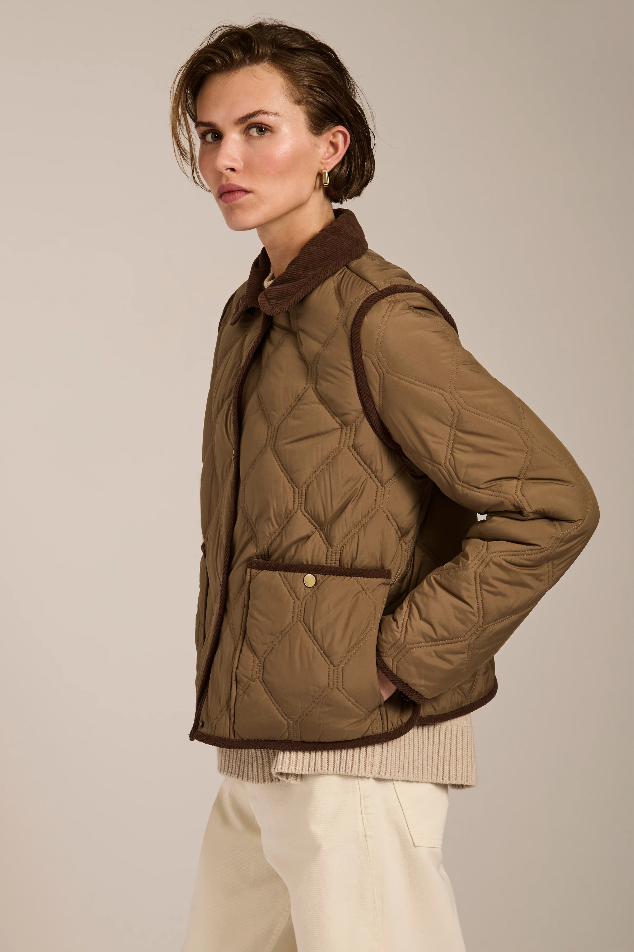 Hudson Corduroy Collar Quilted Jacket - Image 5