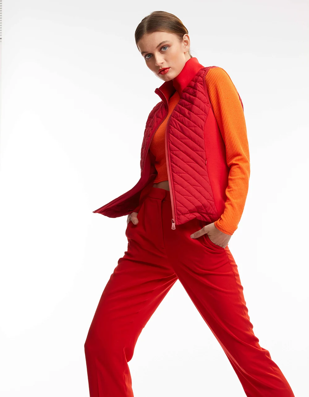 Mod Mix Neoprene Trim Puffer Vest