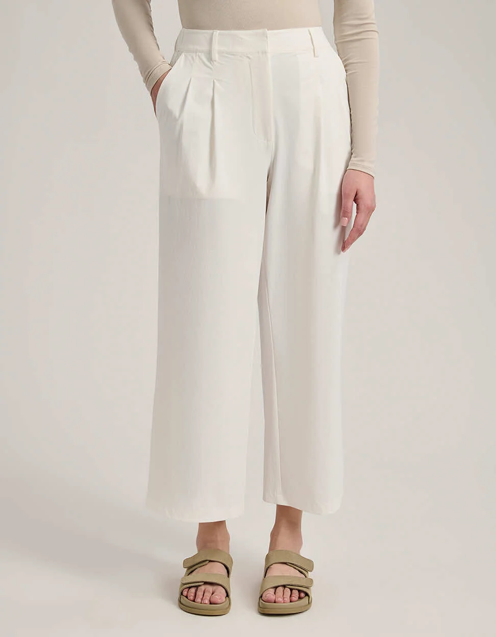 Poplin Wide-Leg Cropped Pant