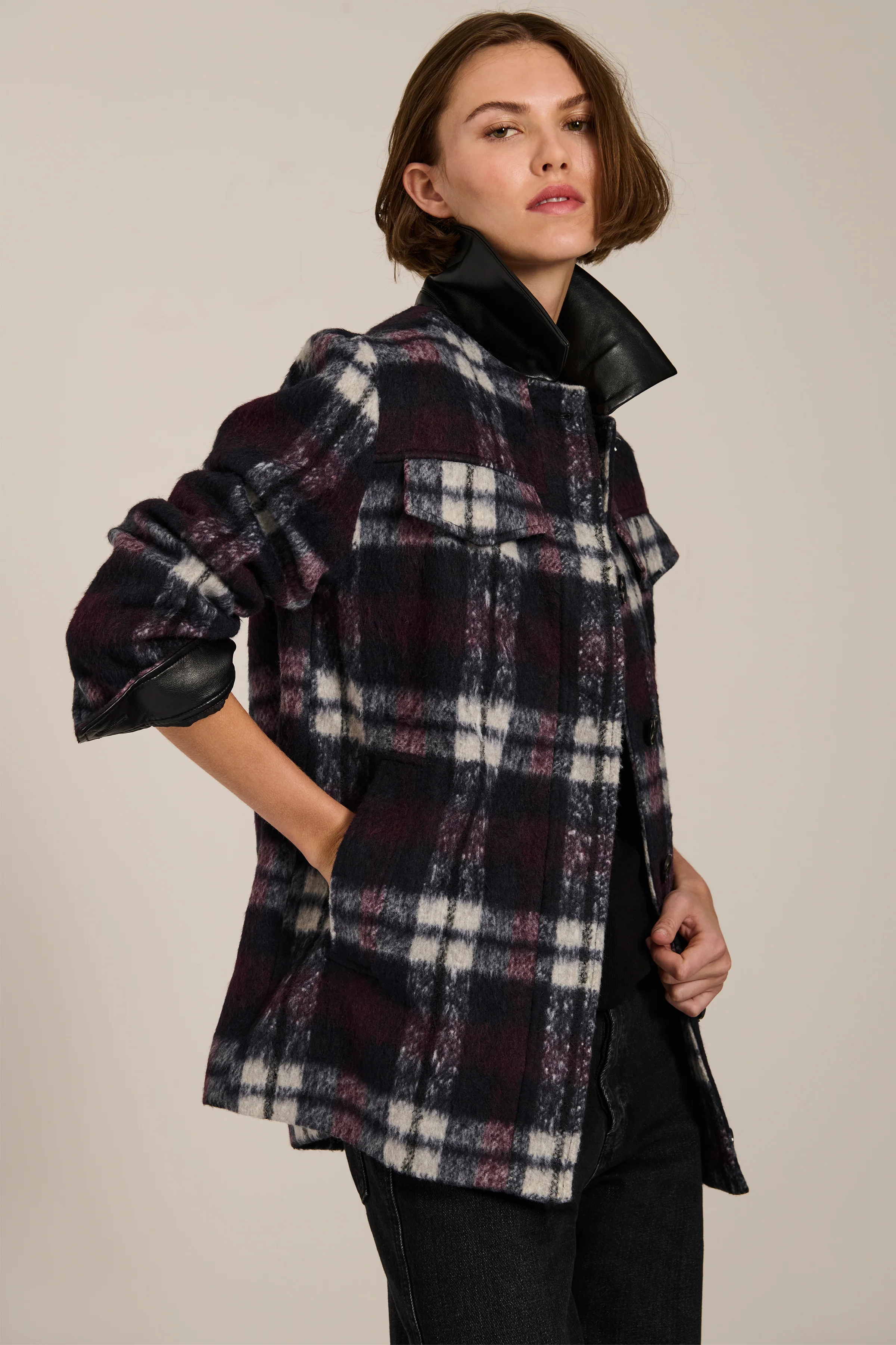 Quinn Brushed Plaid Shirt Jacket - Image 2