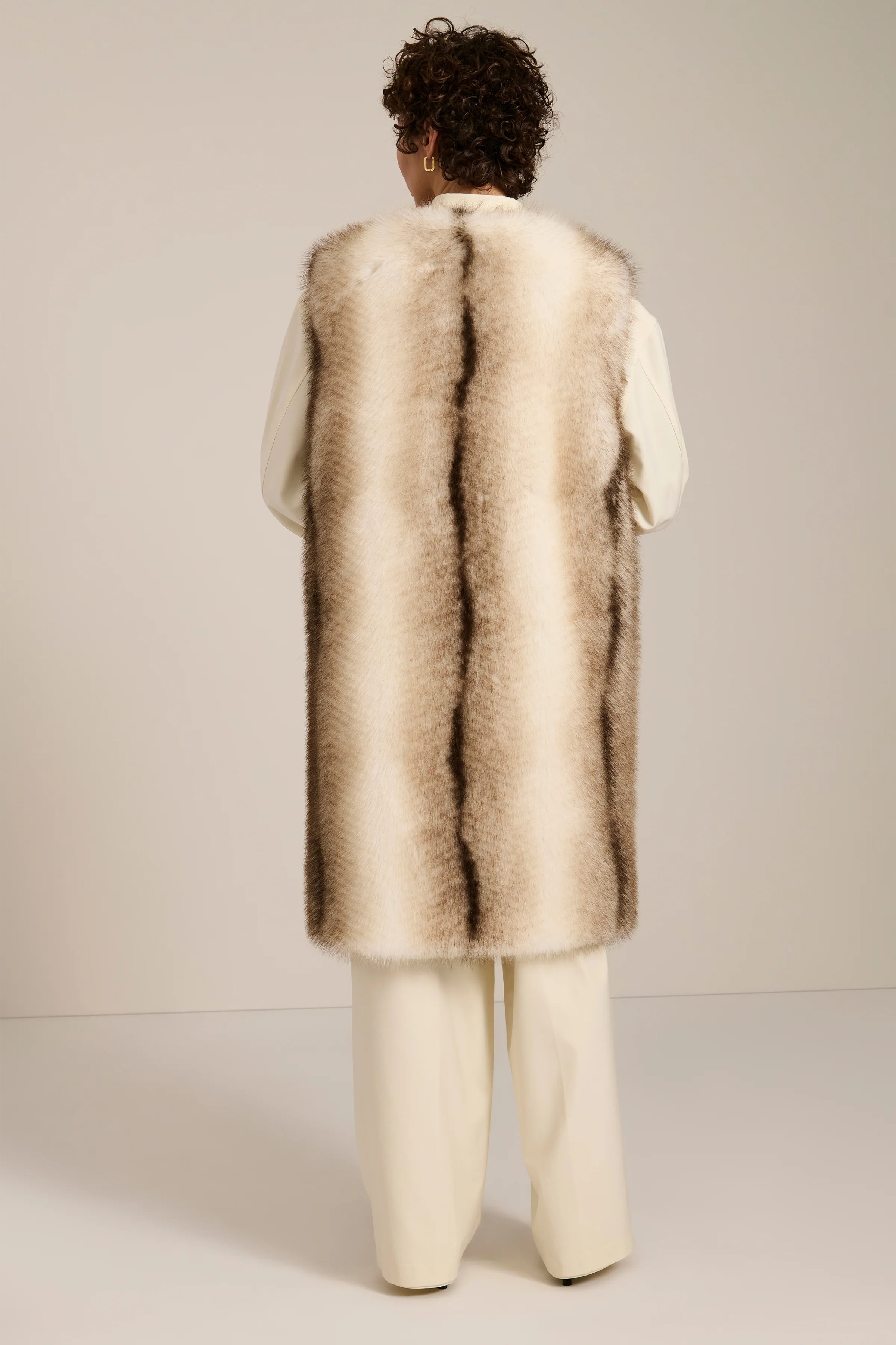 Sienna Frost-Tipped Faux Fur Long Vest - Image 6