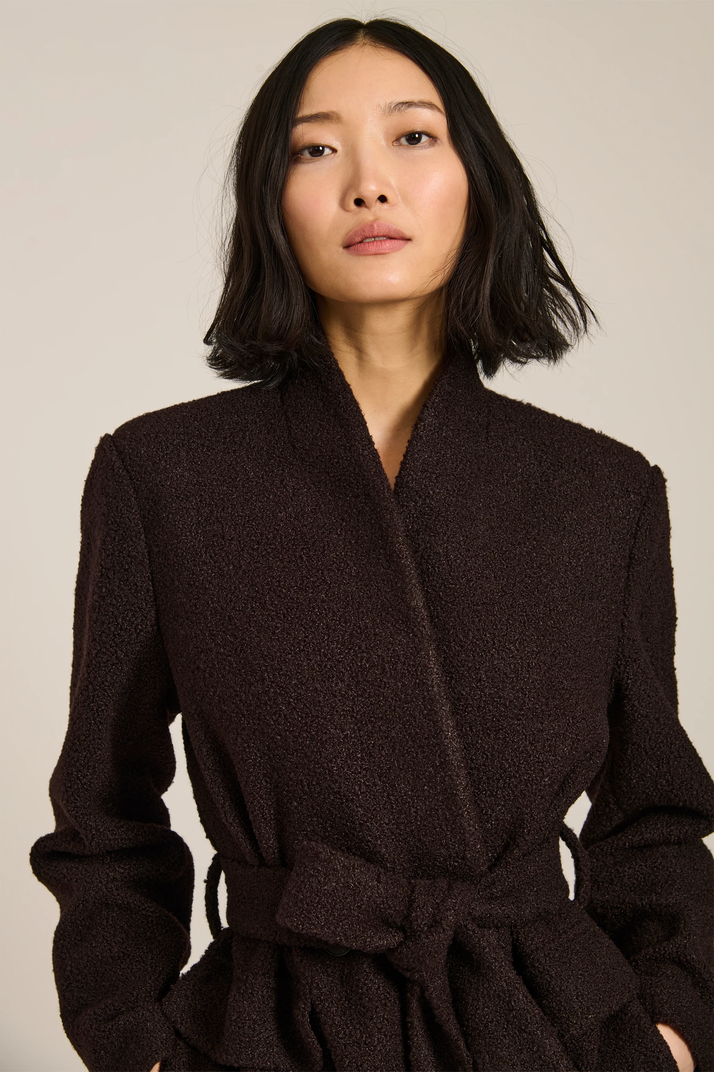 Sinclair Belted Bouclé Wrap Coat - Image 4