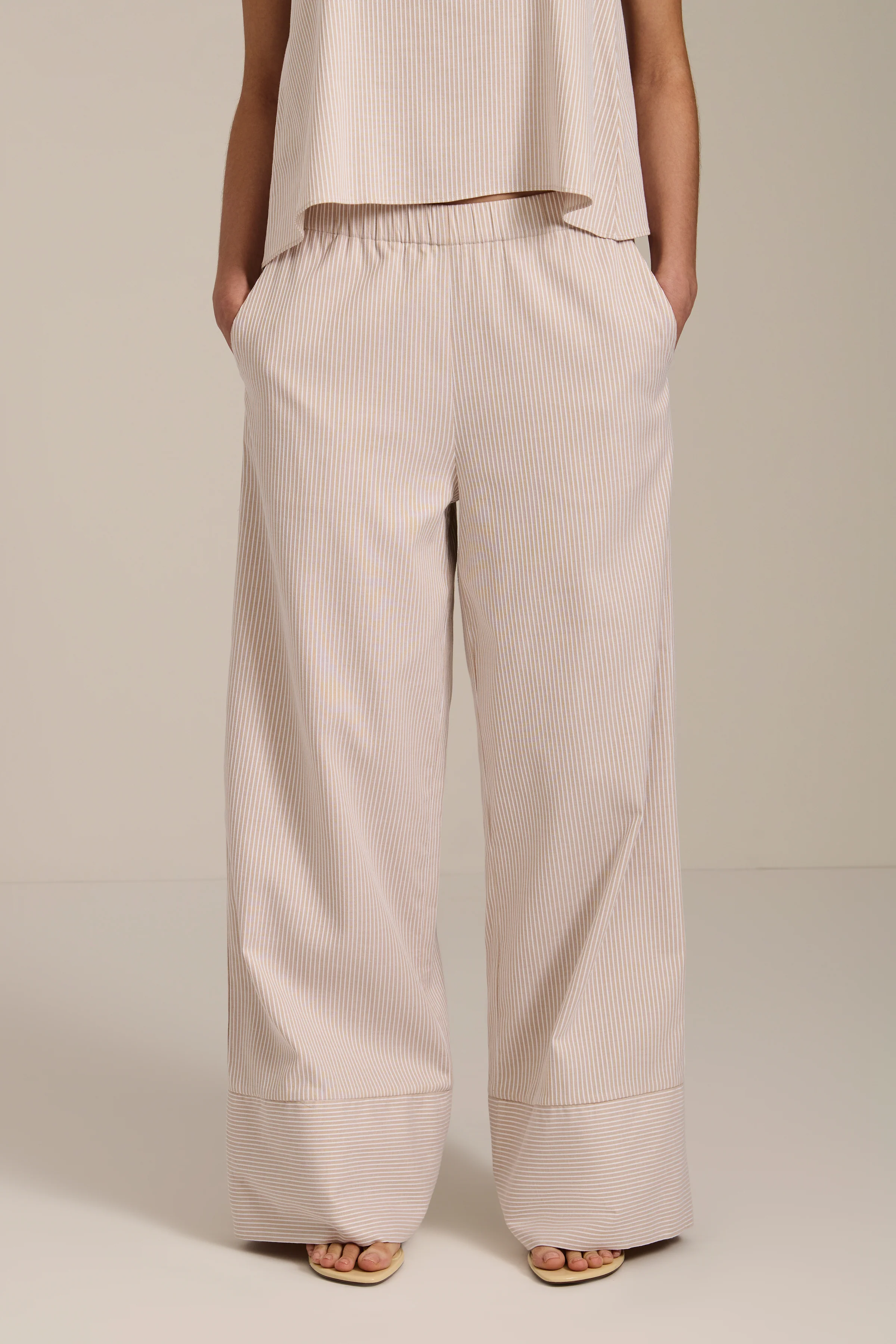 Striped Elastic Waist Wide Leg Pant