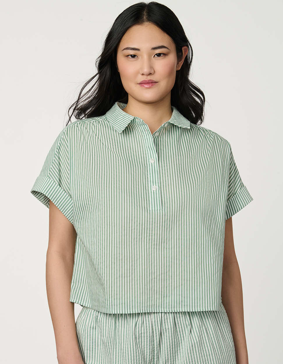 Striped Poplin Popover Top - Image 2