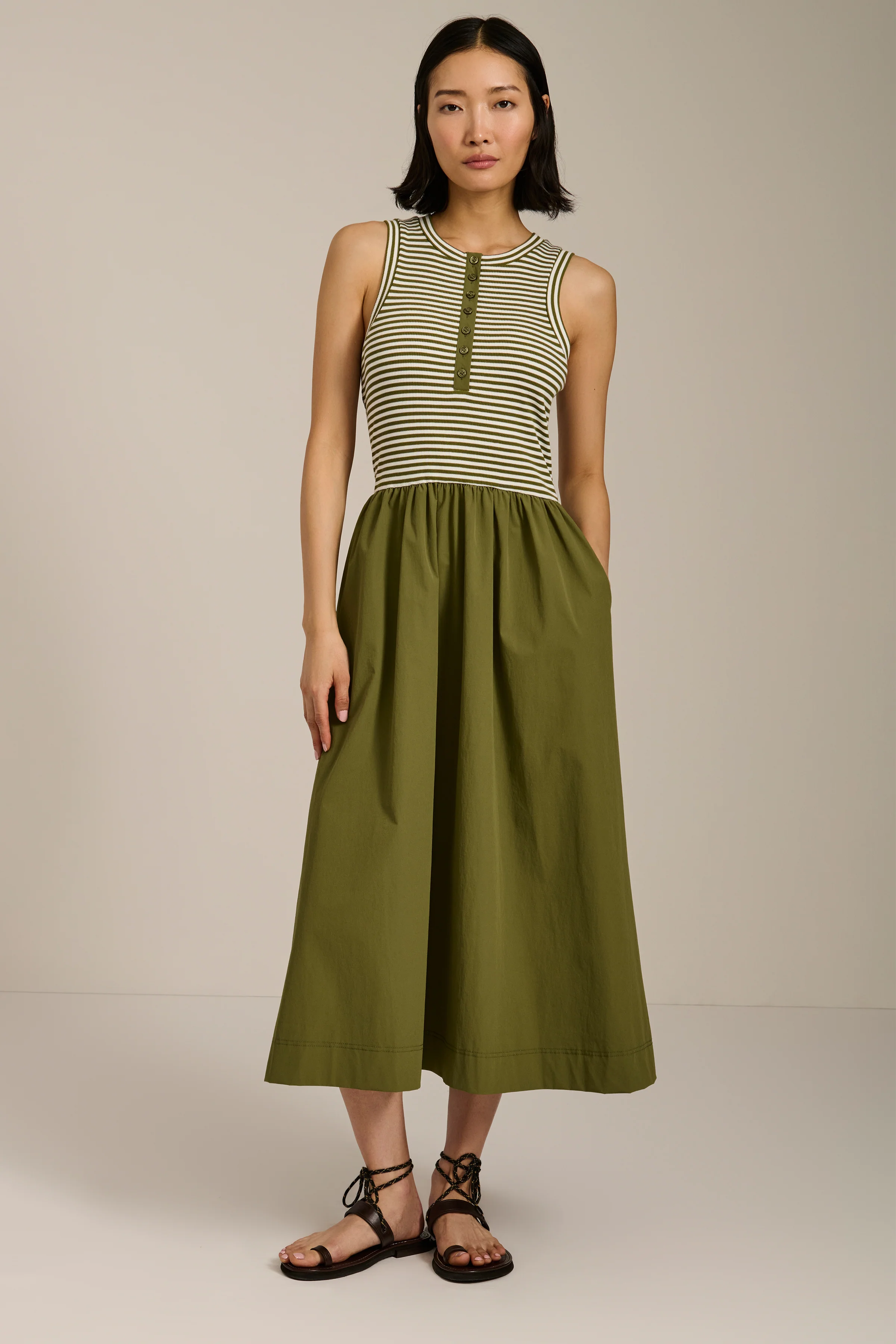 Striped Sleeveless Midi Dress - Image 2